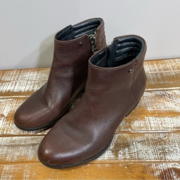 SOREL Danica Womens Waterproof Side Zip Leather Ankle Chocolate Boot Size 7.5 - Picture 5 of 14